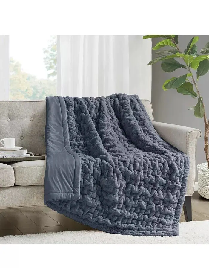 Двусторонний плед из искусственного меха со сборками, 50 x 60 дюймов Madison Park