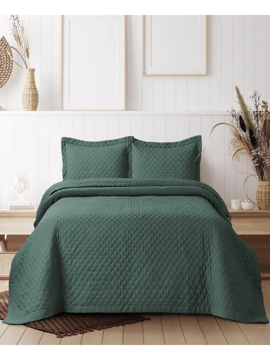 Комплект постельного белья Brisbane Microfiber Solid Oversized Quilt Set, Twin Tribeca Living