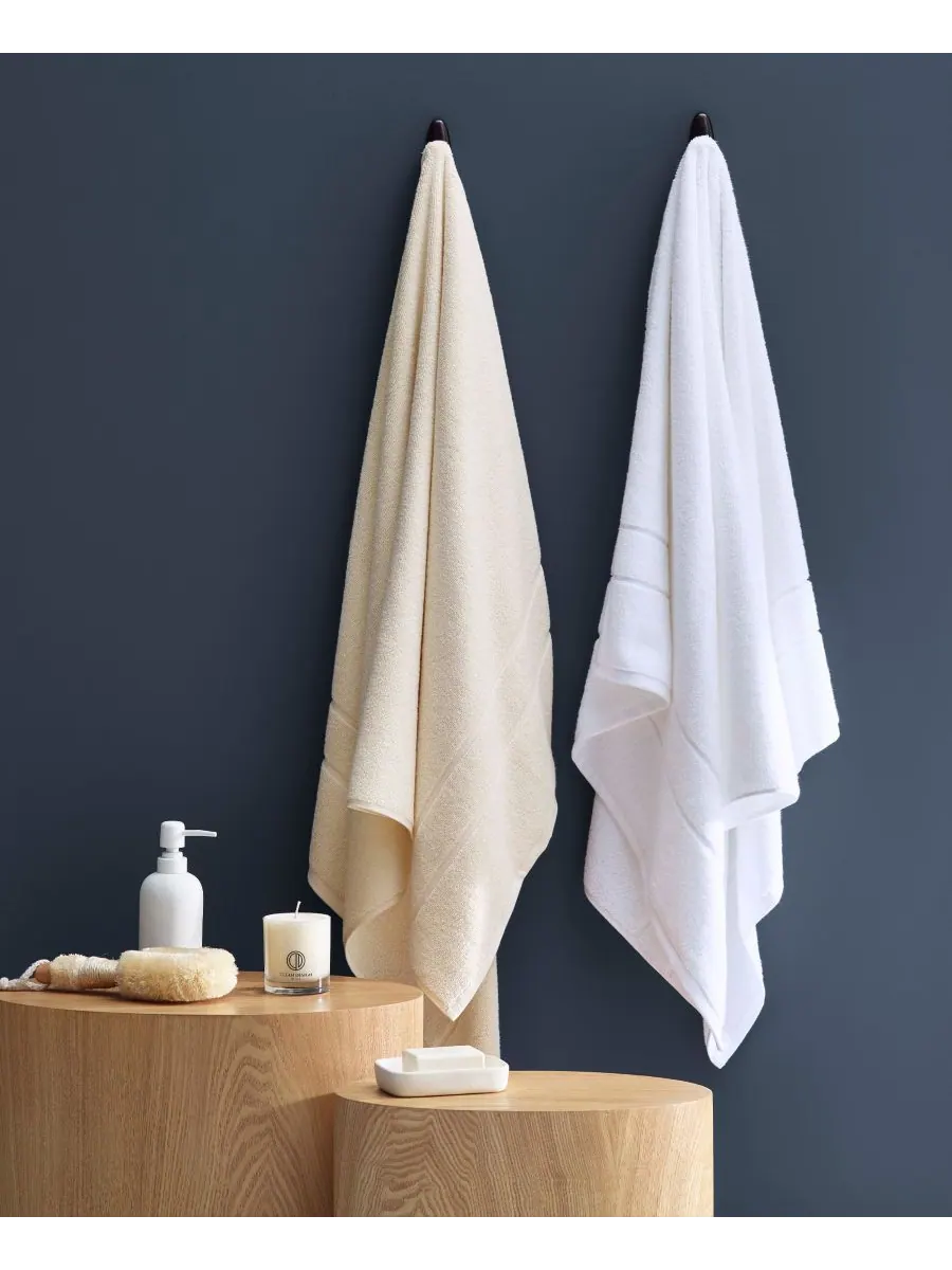 Набор из 2 банных полотенец Martex из хлопка Supima с низким содержанием ворса Clean Design Home — изображение 5 из 9, белый