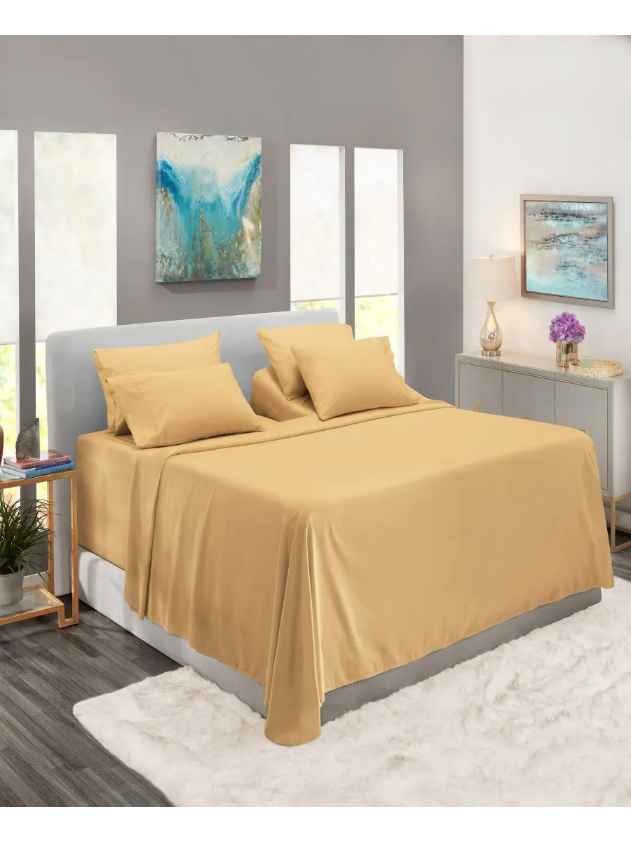 Комплект постельного белья из микрофибры с очень глубокими карманами, 7 предметов, размер King — изображение 1 из 8