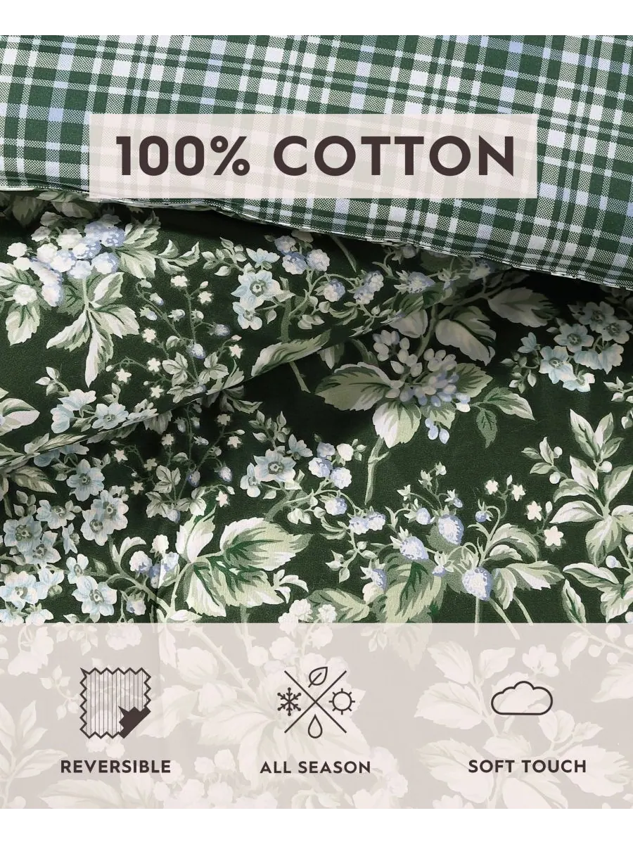 Комплект постельного белья Bramble Floral из хлопка, двусторонний, 7 предметов, размер King Laura — изображение 6 из 10