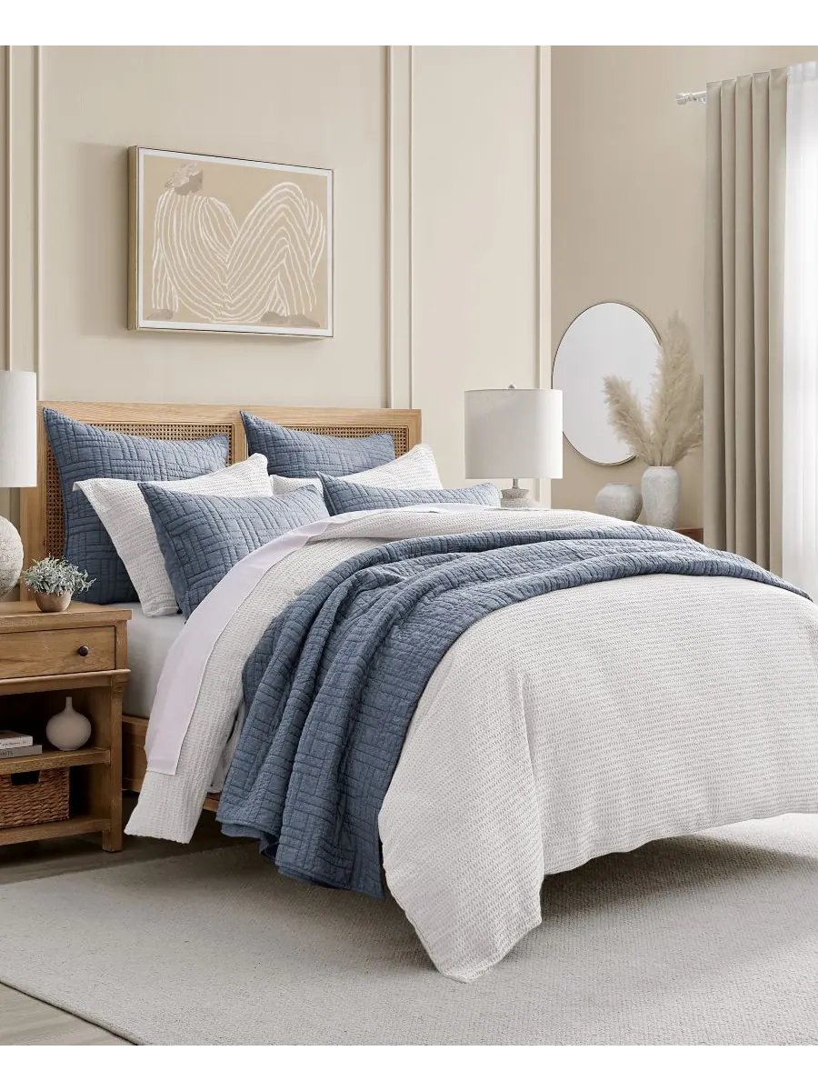 Комплект постельного белья из 3 предметов с меланжевой строчкой, размер Full/Queen Levtex — изображение 2 из 4, шамбре