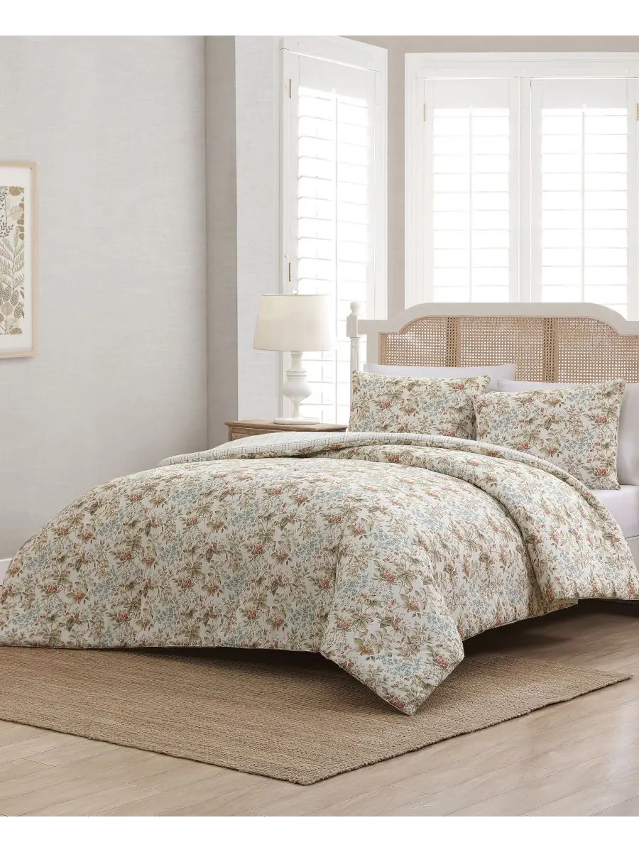 Комплект постельного белья Bramble Floral из хлопка, двусторонний, 3 предмета, размер King Laura — изображение 3 из 8