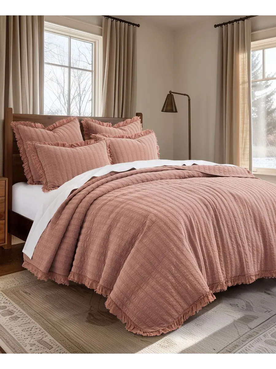 Комплект постельного белья Wilhemina Stone Washed, 3 предмета, размер Full/Queen Levtex — изображение 2 из 5, розовый