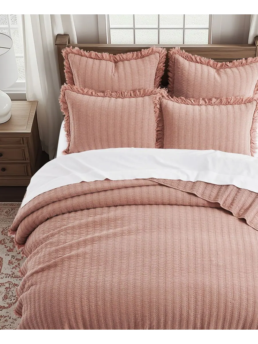 Комплект постельного белья Wilhemina Stone Washed, 3 предмета, размер Full/Queen Levtex — изображение 3 из 5, розовый