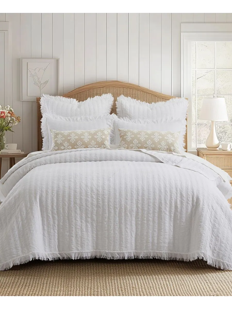 Комплект постельного белья Wilhemina Stone Washed, 3 предмета, размер Full/Queen Levtex — изображение 1 из 5, белый