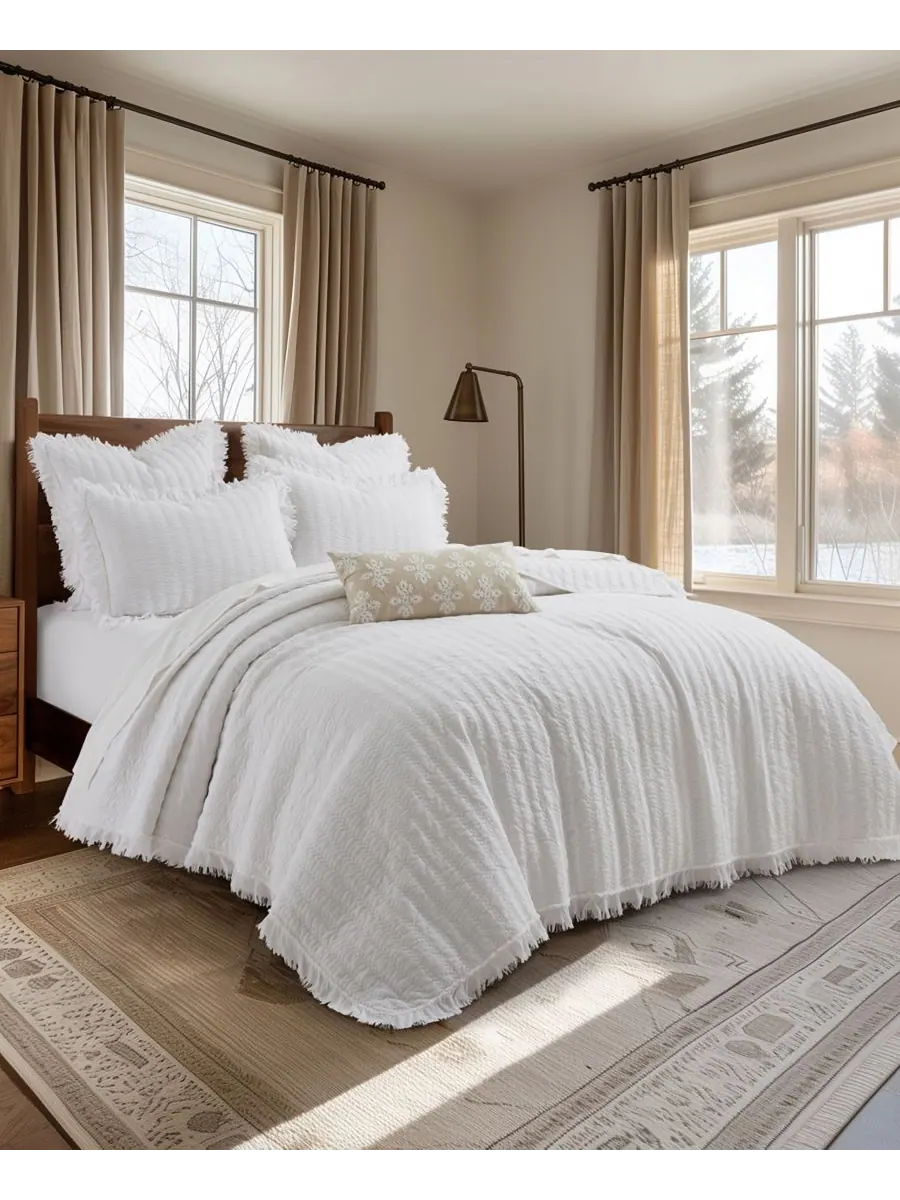 Комплект постельного белья Wilhemina Stone Washed, 3 предмета, размер Full/Queen Levtex — изображение 2 из 5, белый