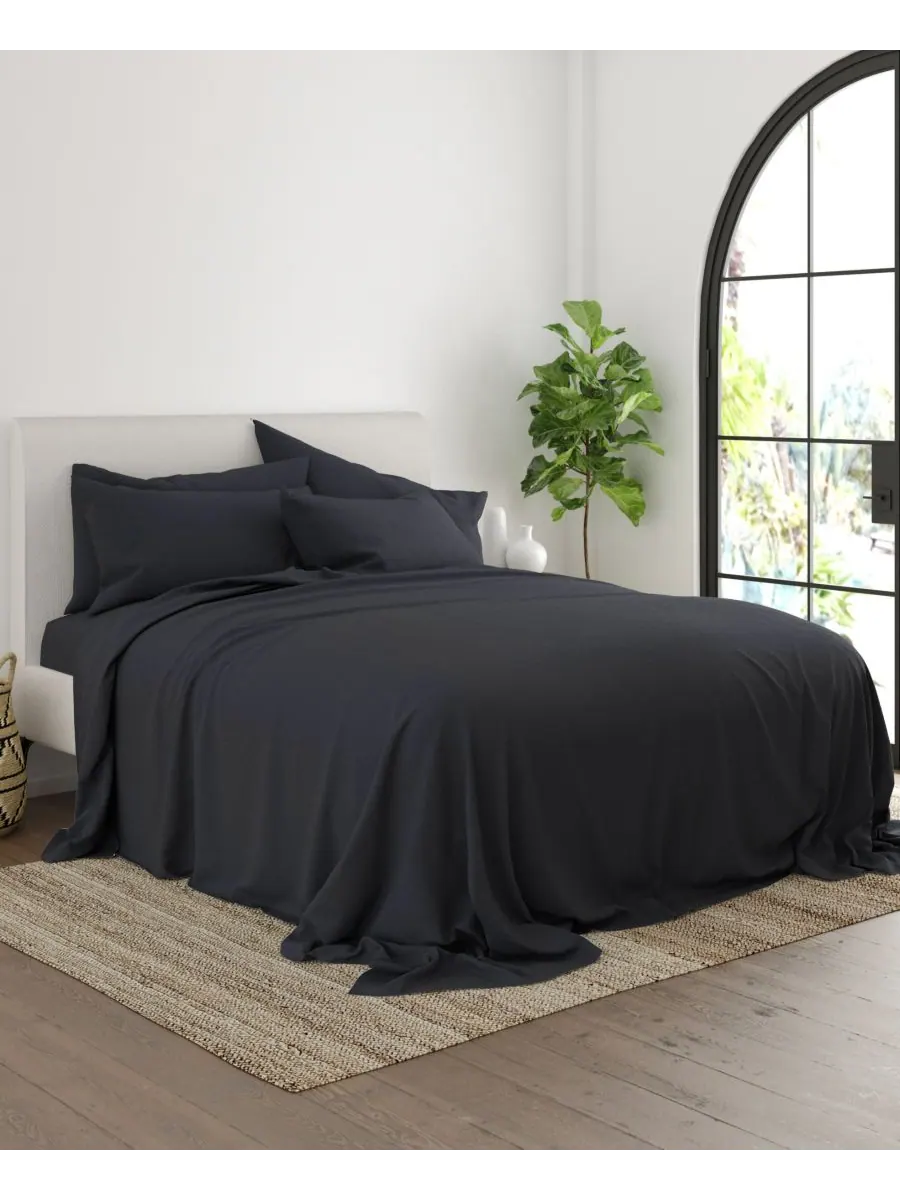 Комплект постельного белья Solids in Style из 6 предметов, размер King Ienjoy Home — изображение 3 из 6, черный