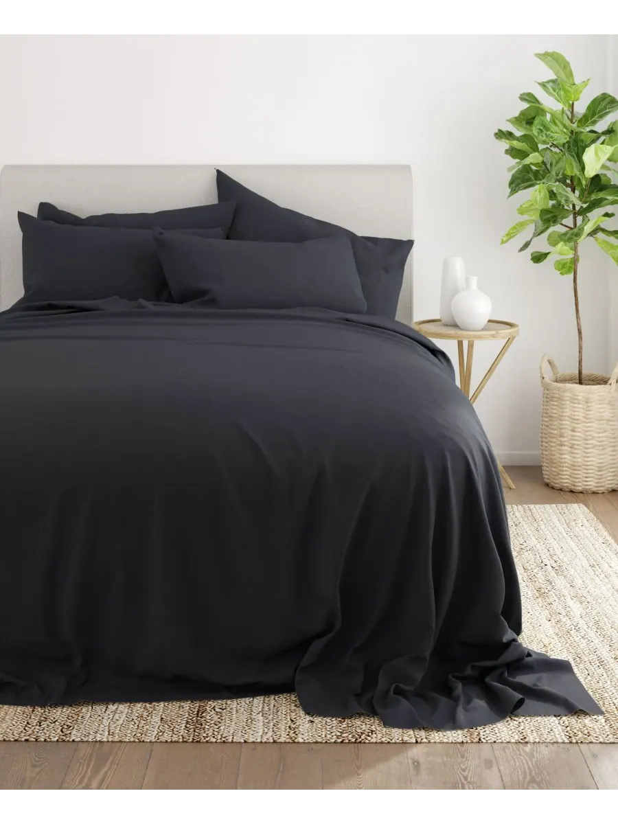 Комплект постельного белья Solids in Style из 6 предметов, размер King Ienjoy Home — изображение 4 из 6, черный
