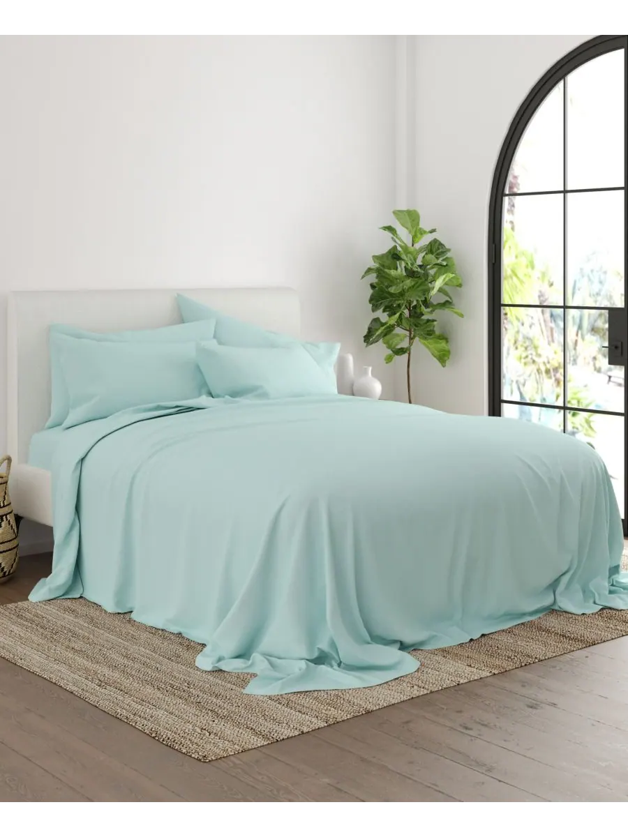 Комплект постельного белья Solids in Style из 6 предметов, размер King Ienjoy Home — изображение 3 из 6, голубой