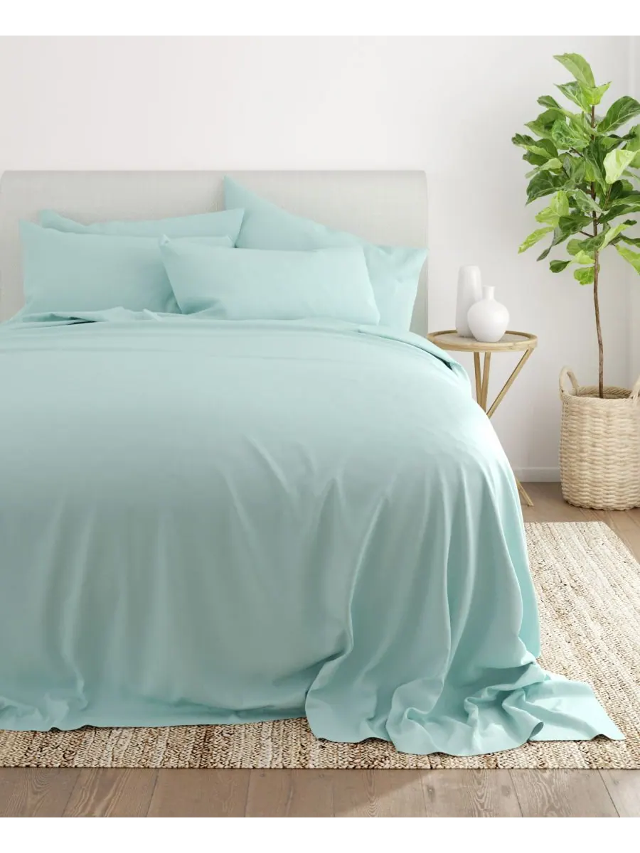 Комплект постельного белья Solids in Style из 6 предметов, размер King Ienjoy Home — изображение 4 из 6, голубой