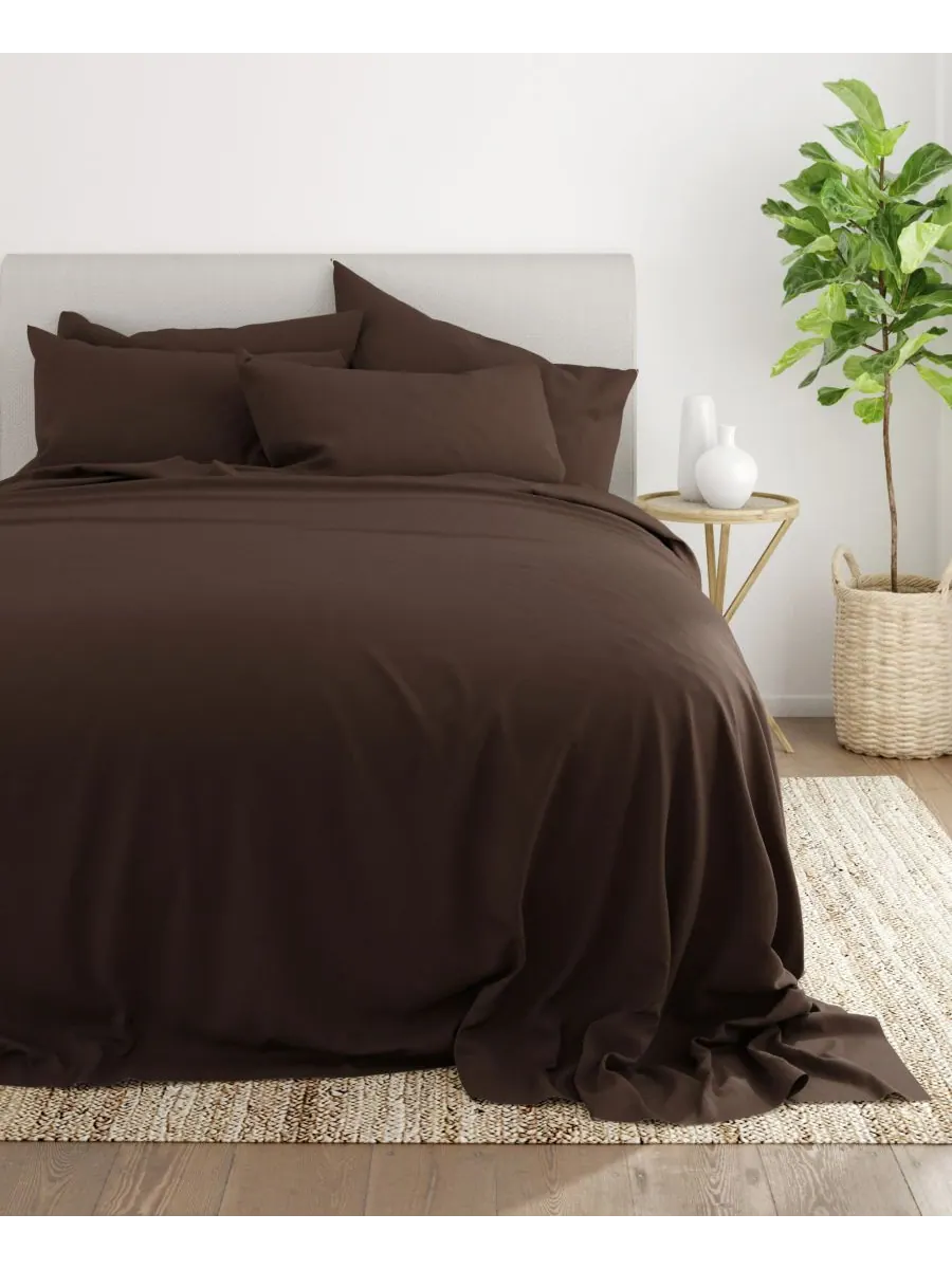 Комплект постельного белья Solids in Style из 6 предметов, размер King Ienjoy Home — изображение 4 из 6, шоколад