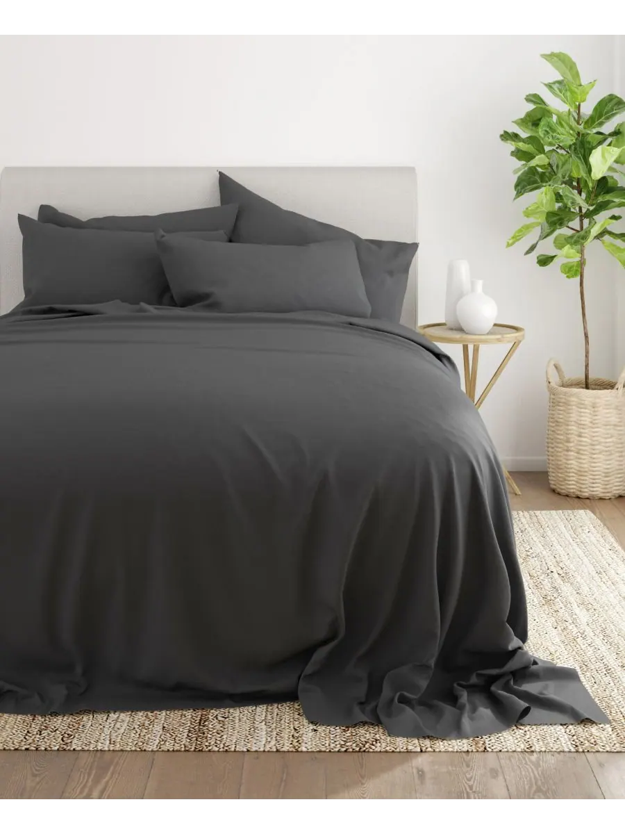 Комплект постельного белья Solids in Style из 6 предметов, размер King Ienjoy Home — изображение 4 из 6, серый
