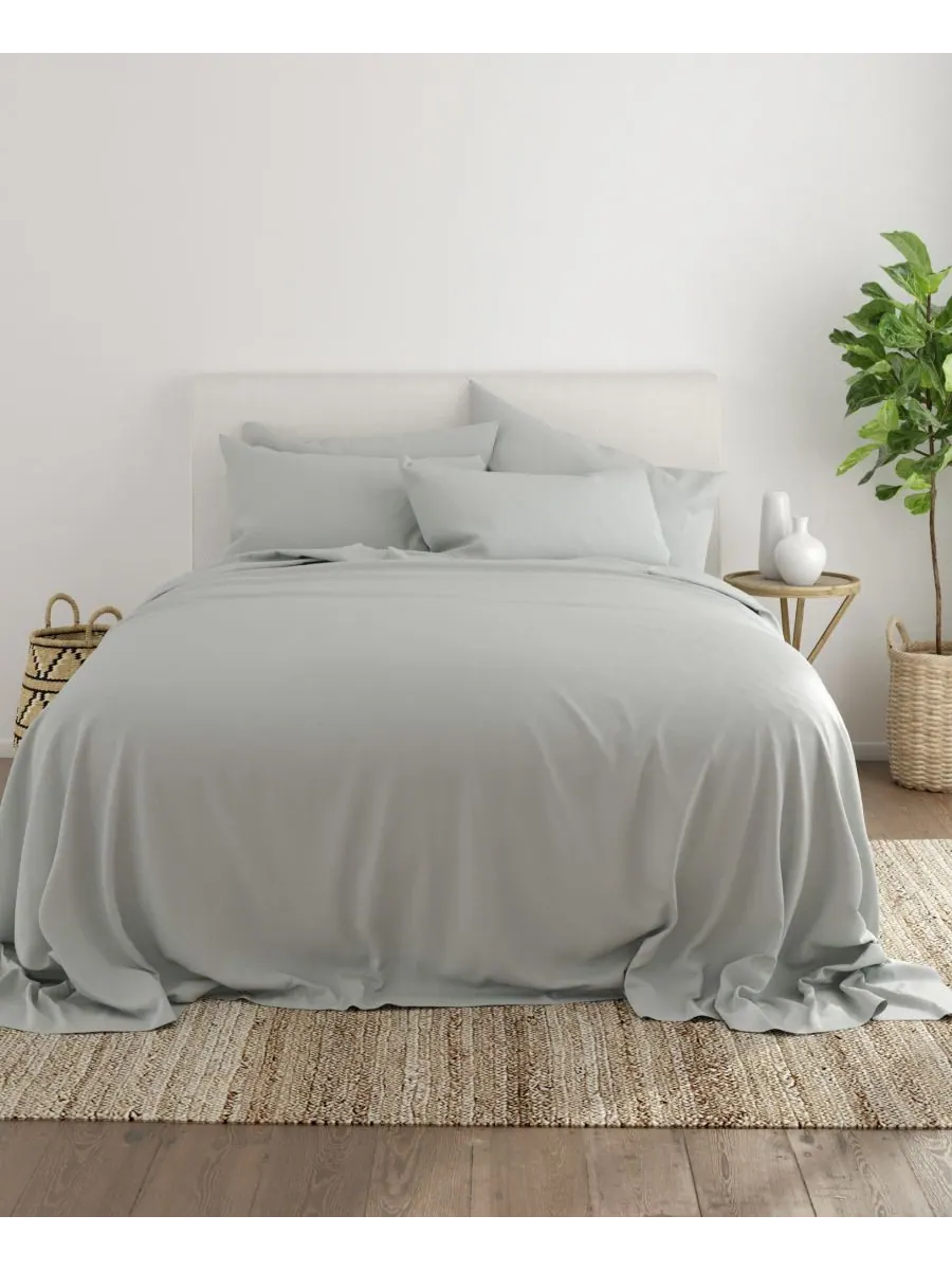 Комплект постельного белья Solids in Style из 6 предметов, размер King Ienjoy Home — изображение 2 из 6, светлый серый