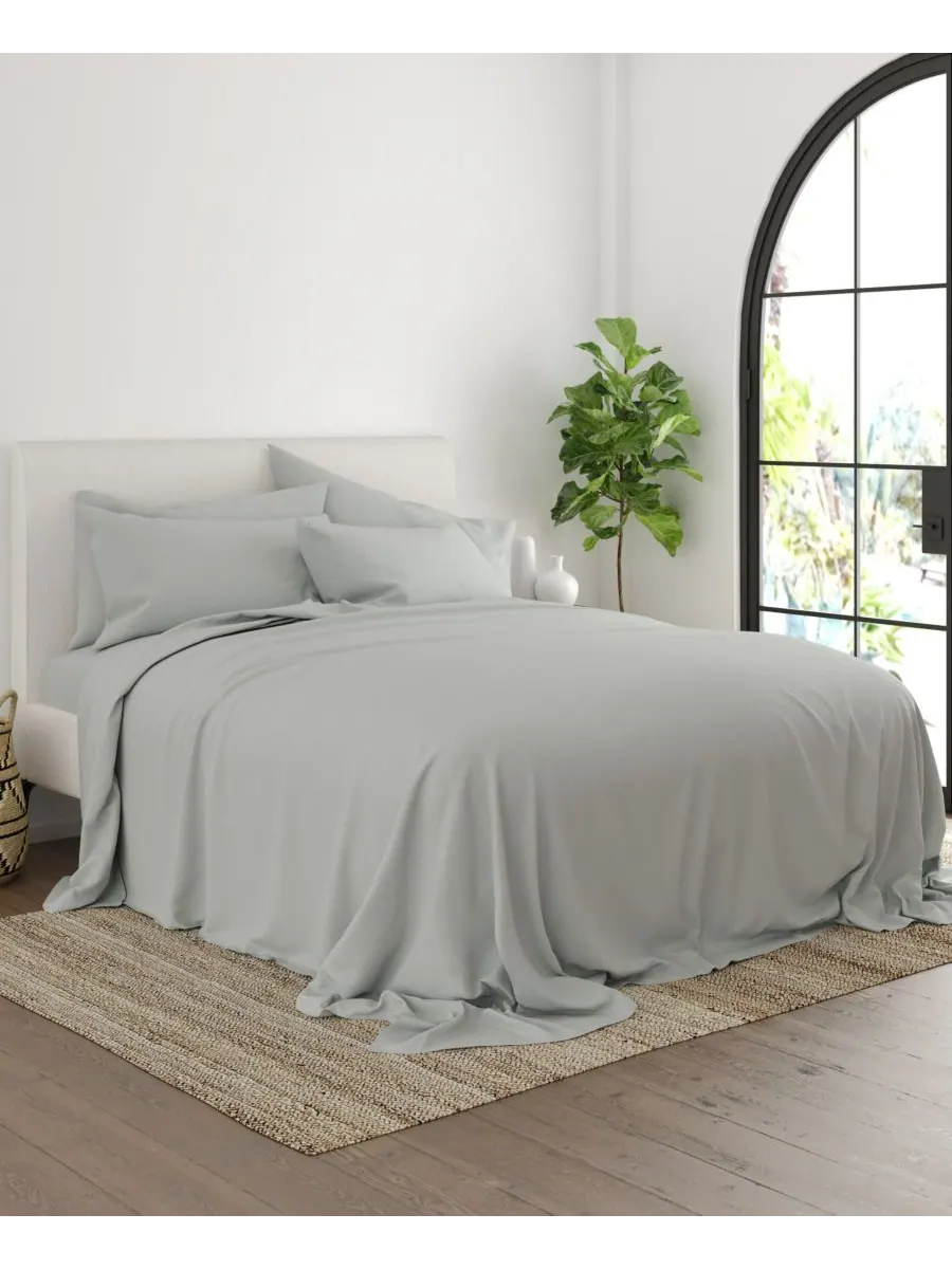Комплект постельного белья Solids in Style из 6 предметов, размер King Ienjoy Home — изображение 3 из 6, светлый серый