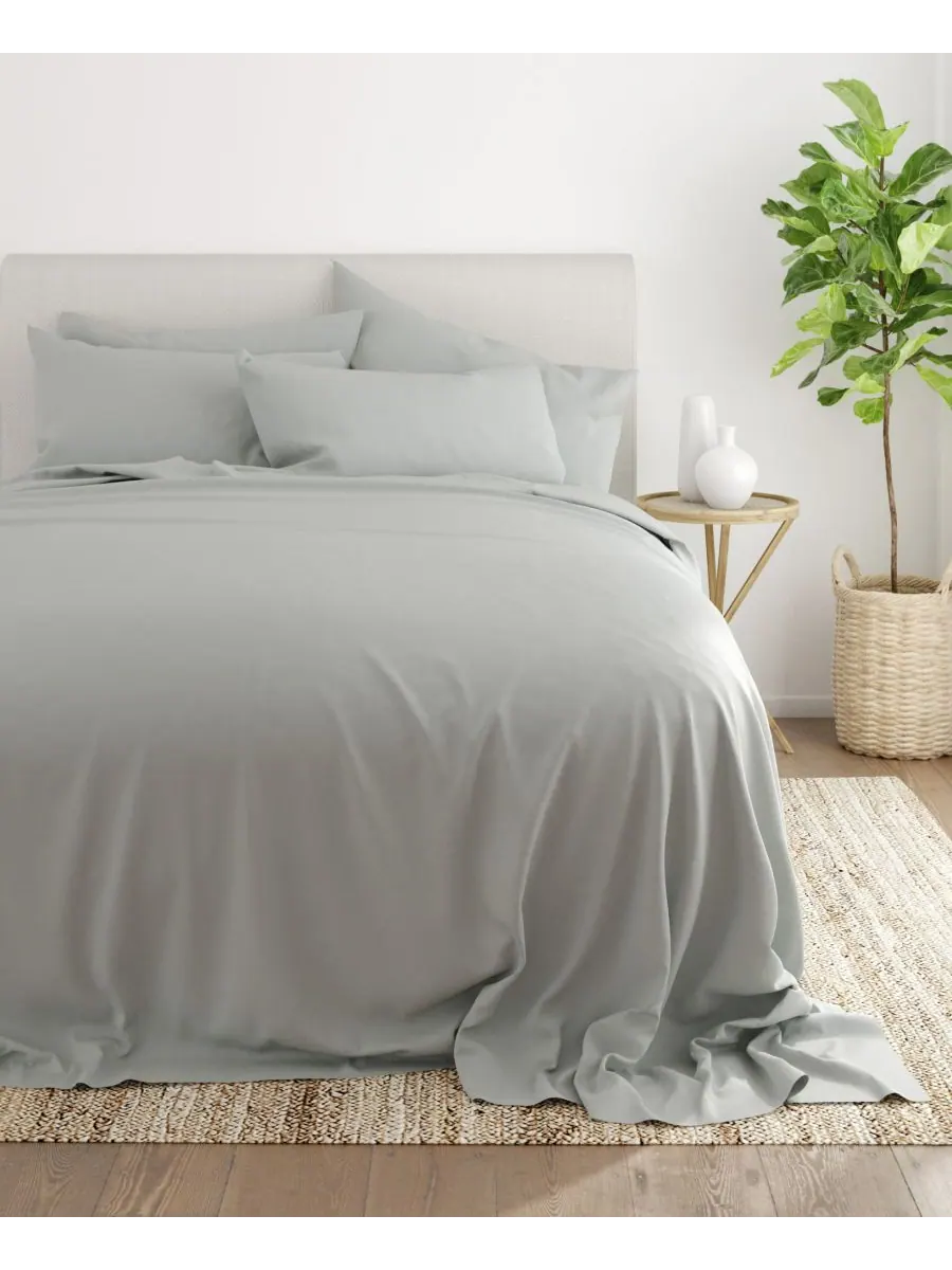 Комплект постельного белья Solids in Style из 6 предметов, размер King Ienjoy Home — изображение 4 из 6, светлый серый