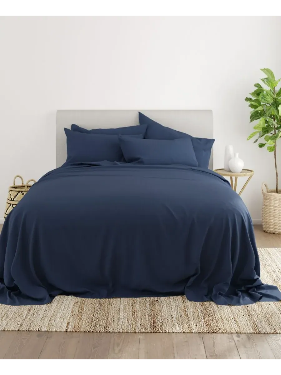 Комплект постельного белья Solids in Style из 6 предметов, размер King Ienjoy Home — изображение 2 из 6, темно-синий