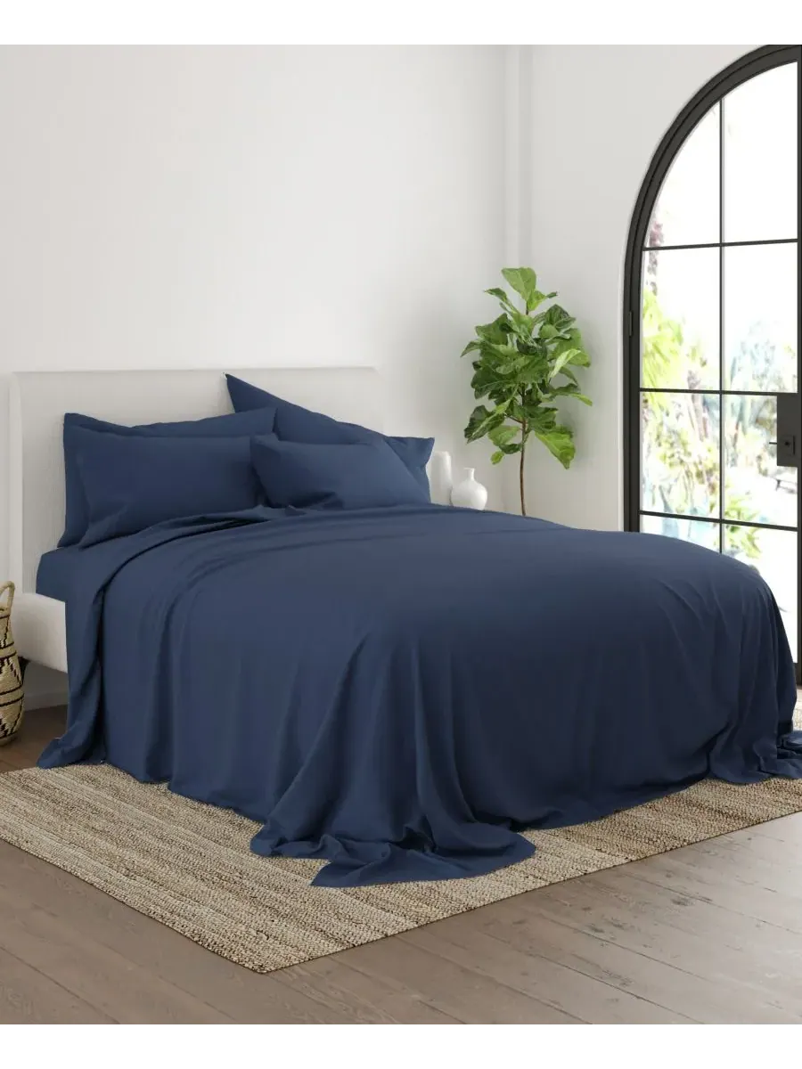Комплект постельного белья Solids in Style из 6 предметов, размер King Ienjoy Home — изображение 3 из 6, темно-синий