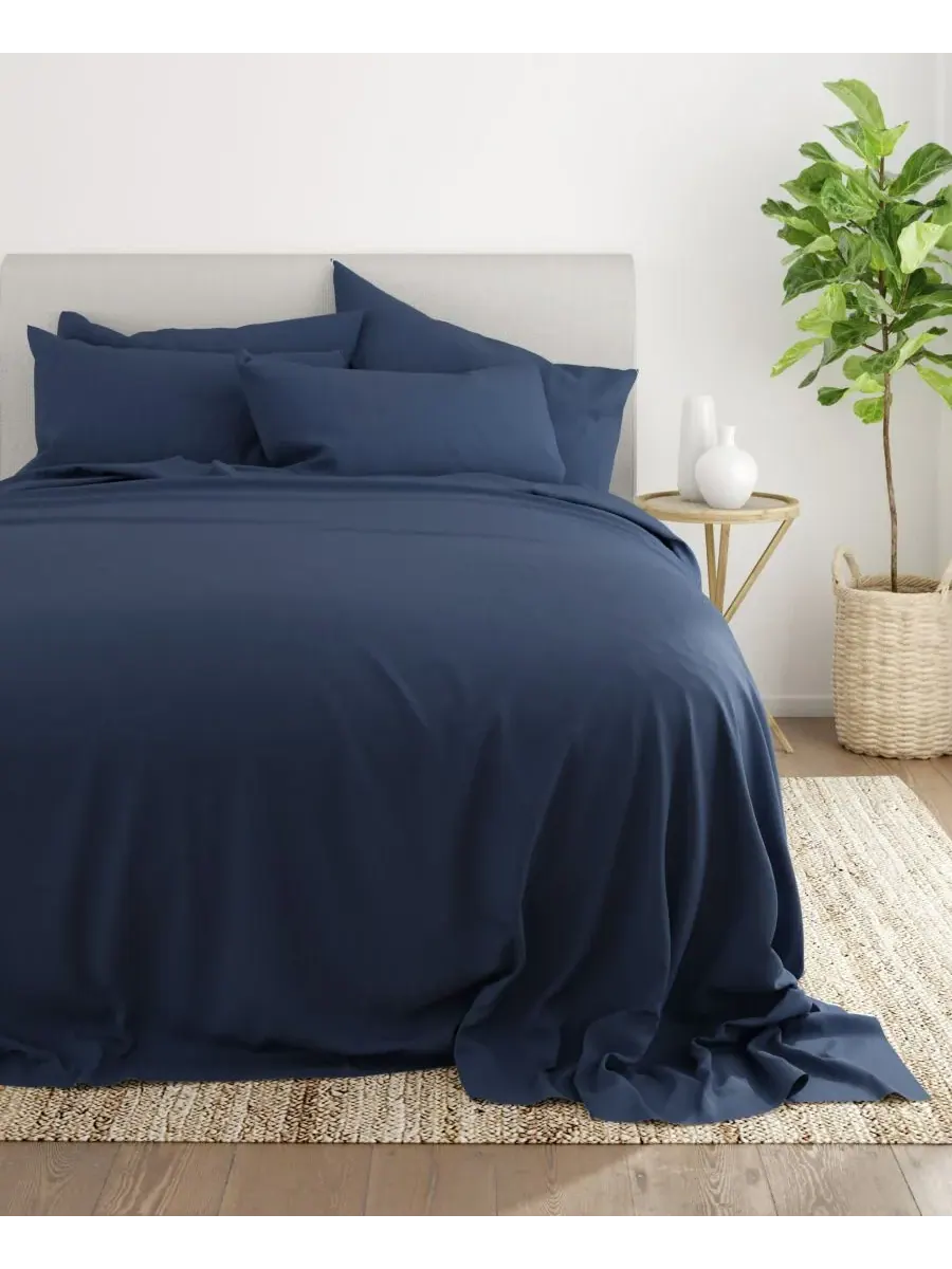 Комплект постельного белья Solids in Style из 6 предметов, размер King Ienjoy Home — изображение 4 из 6, темно-синий