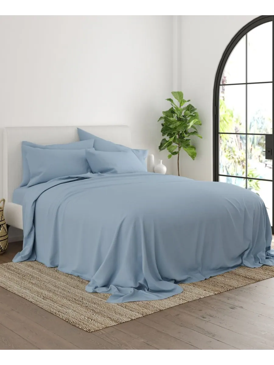Комплект постельного белья Solids in Style из 6 предметов, размер King Ienjoy Home — изображение 3 из 5, светлый синий