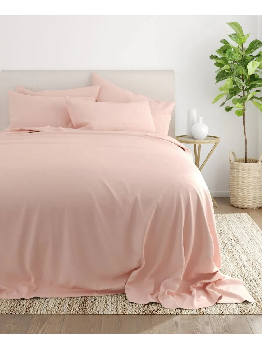 Комплект постельного белья Solids in Style из 6 предметов, размер King Ienjoy Home — изображение 4 из 5, пудровый розовый