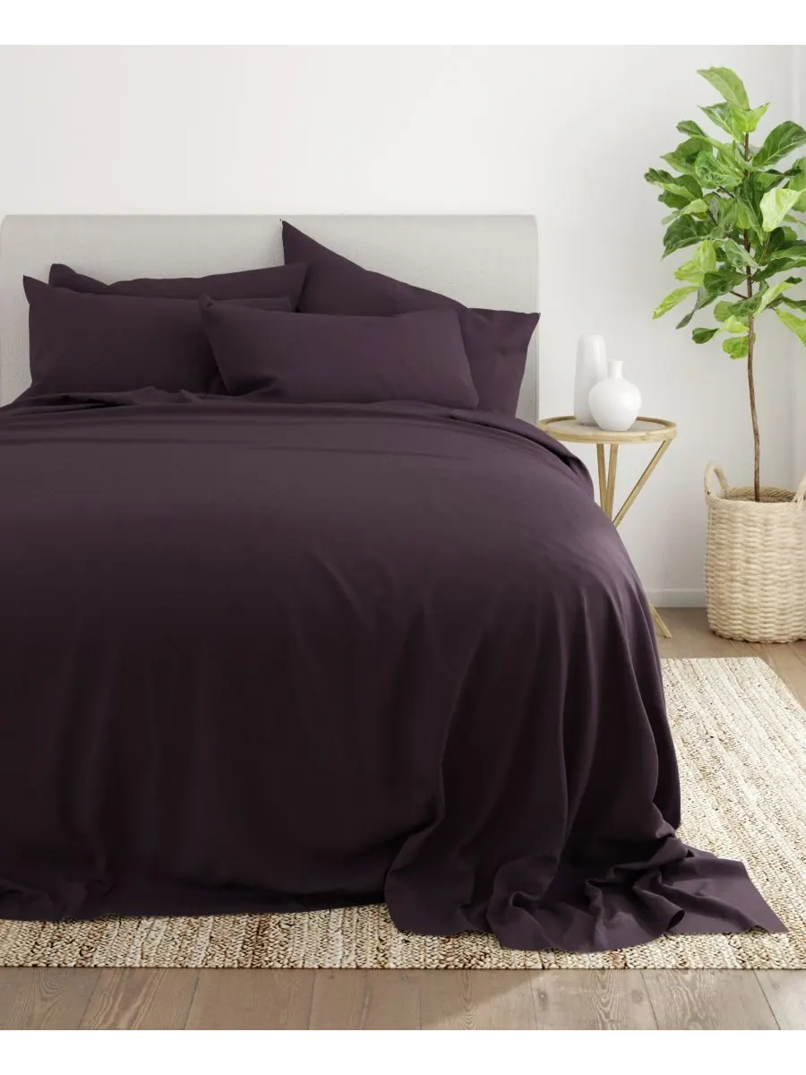Комплект постельного белья solids in style из 6 предметов, размер king ienjoy Home — изображение 3 из 5, фиолетовый