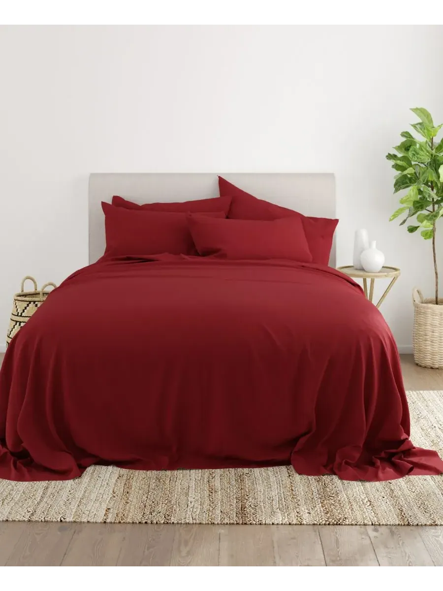Комплект постельного белья Solids in Style из 6 предметов, размер King Ienjoy Home — изображение 2 из 6, бордовый