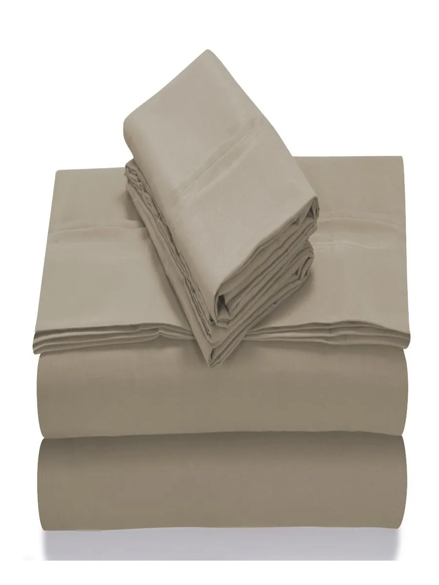 Комплект постельного белья Super Soft Solid Easy Care Extra Deep Pocket, размер Queen Очень мягкий — изображение 2 из 3, тауп