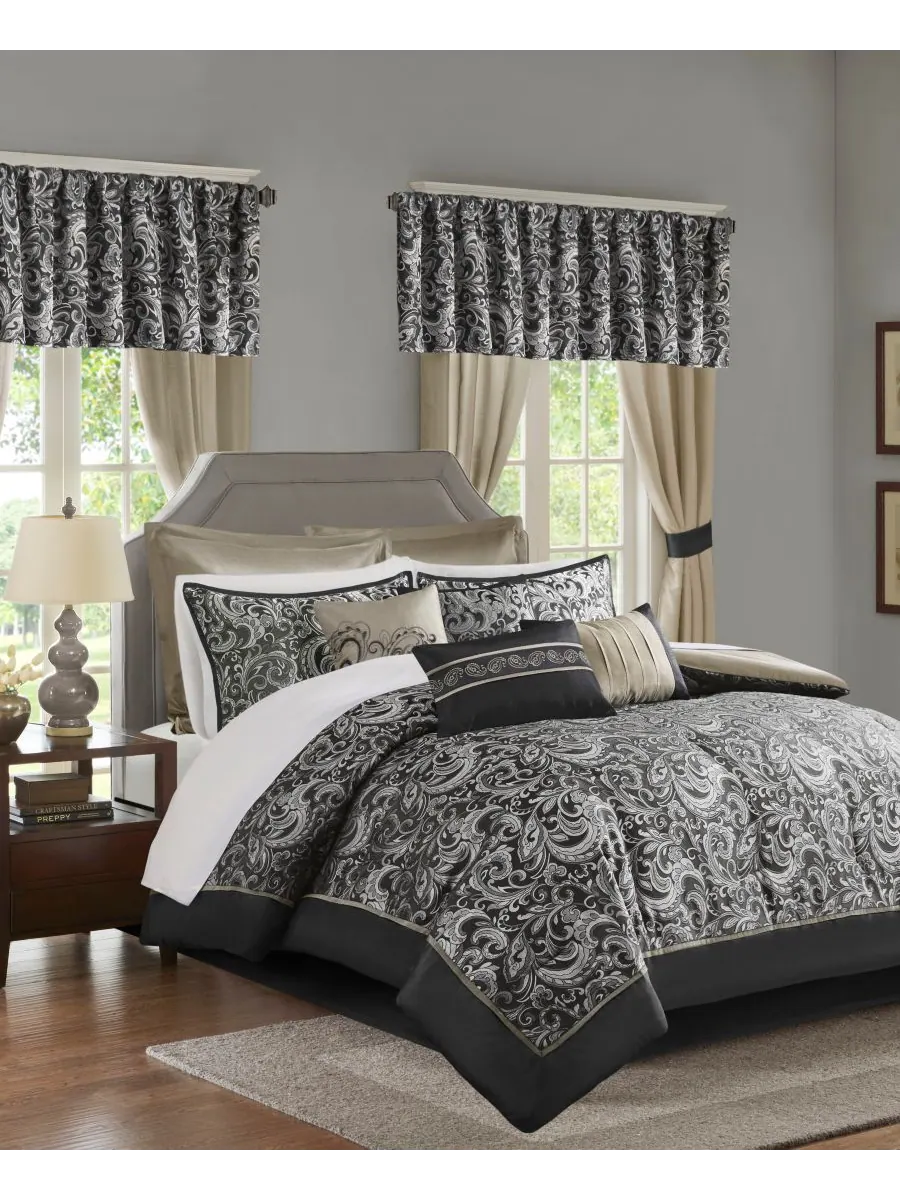 Комплект мебели brystol из 24 предметов, размер queen. Madison Park Essentials — изображение 2 из 9, черный