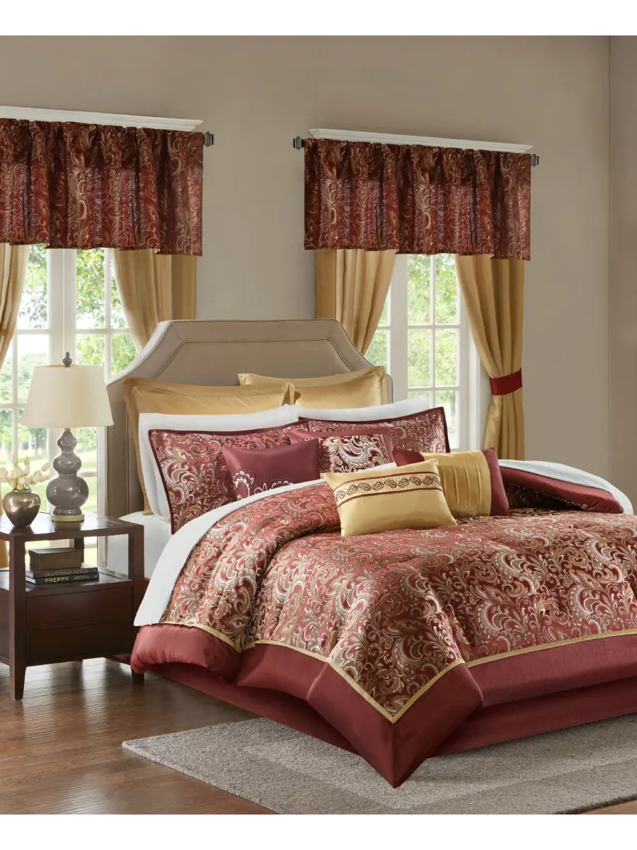 Комплект мебели brystol из 24 предметов, размер queen. Madison Park Essentials — изображение 2 из 9, красный