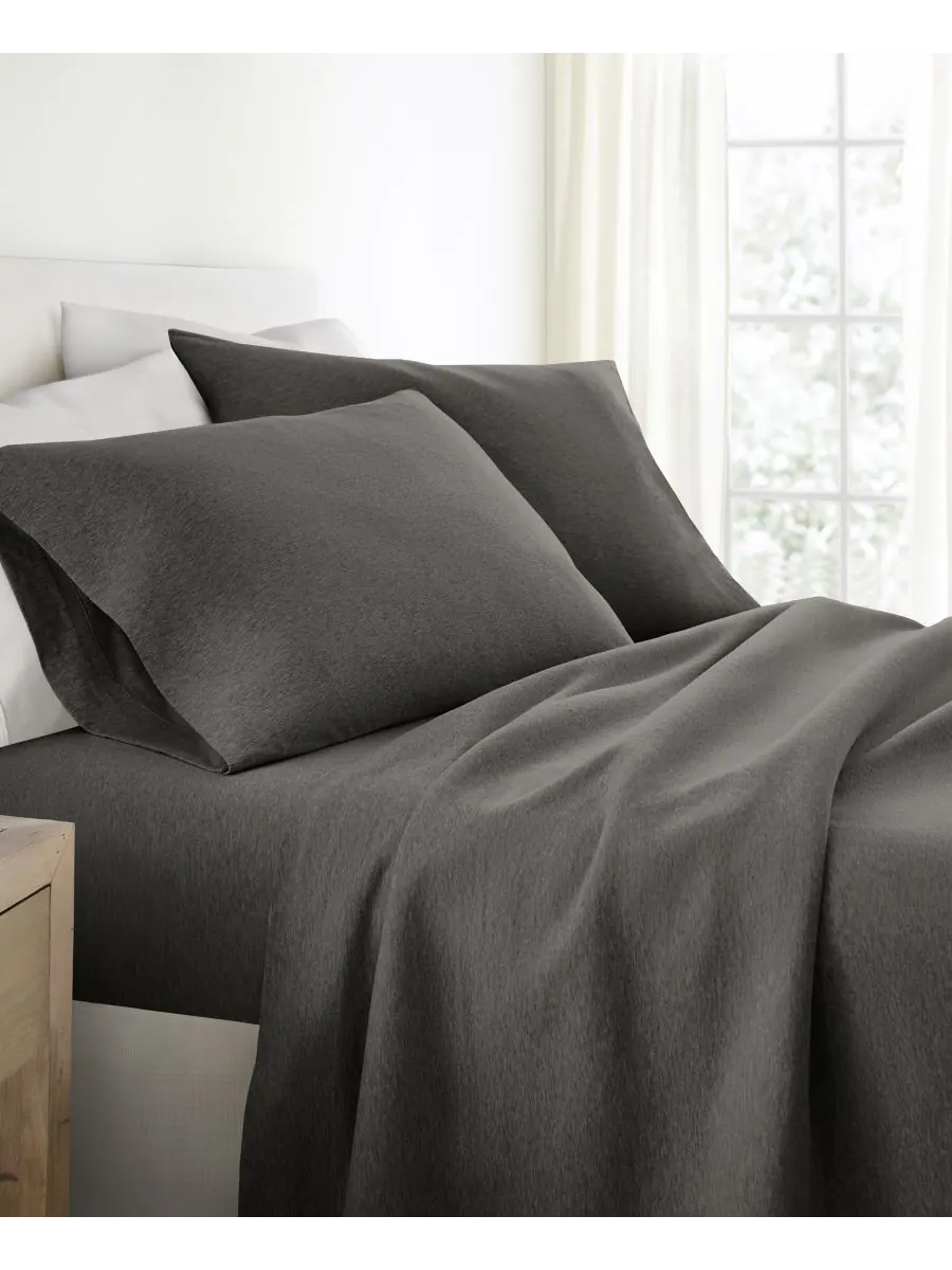 Комплект постельного белья из хлопкового трикотажа, 4 предмета, размер King ienjoy Home — изображение 1 из 3, серый