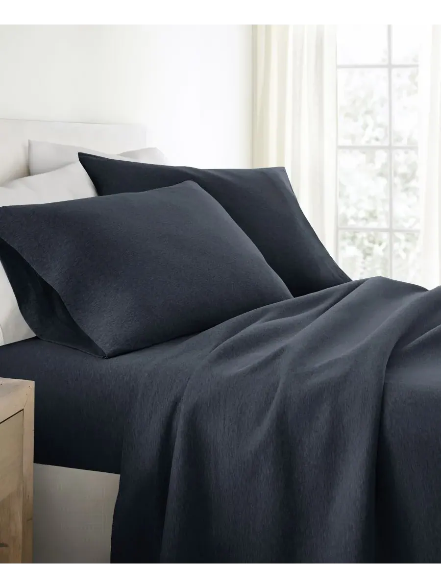 Комплект постельного белья из хлопкового трикотажа, 4 предмета, размер King Ienjoy Home — изображение 1 из 3, темно-синий