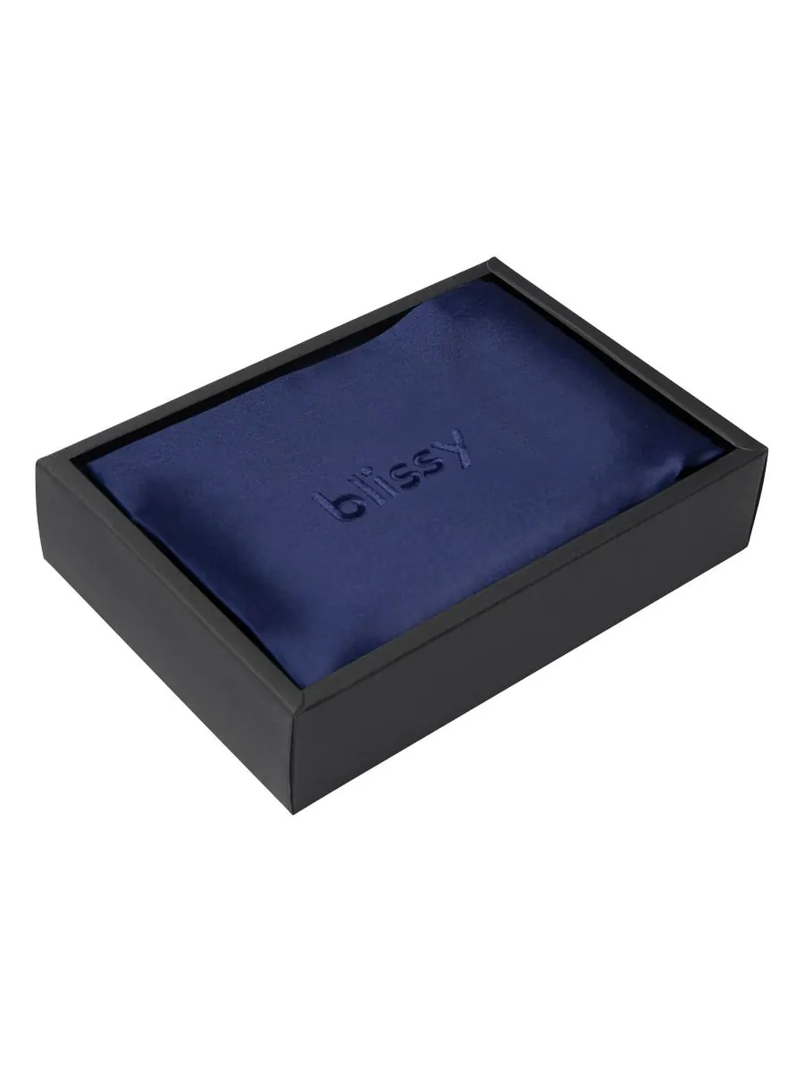 Шелковая наволочка 22 момме, размер King BLISSY — изображение 2 из 3, темно-синий