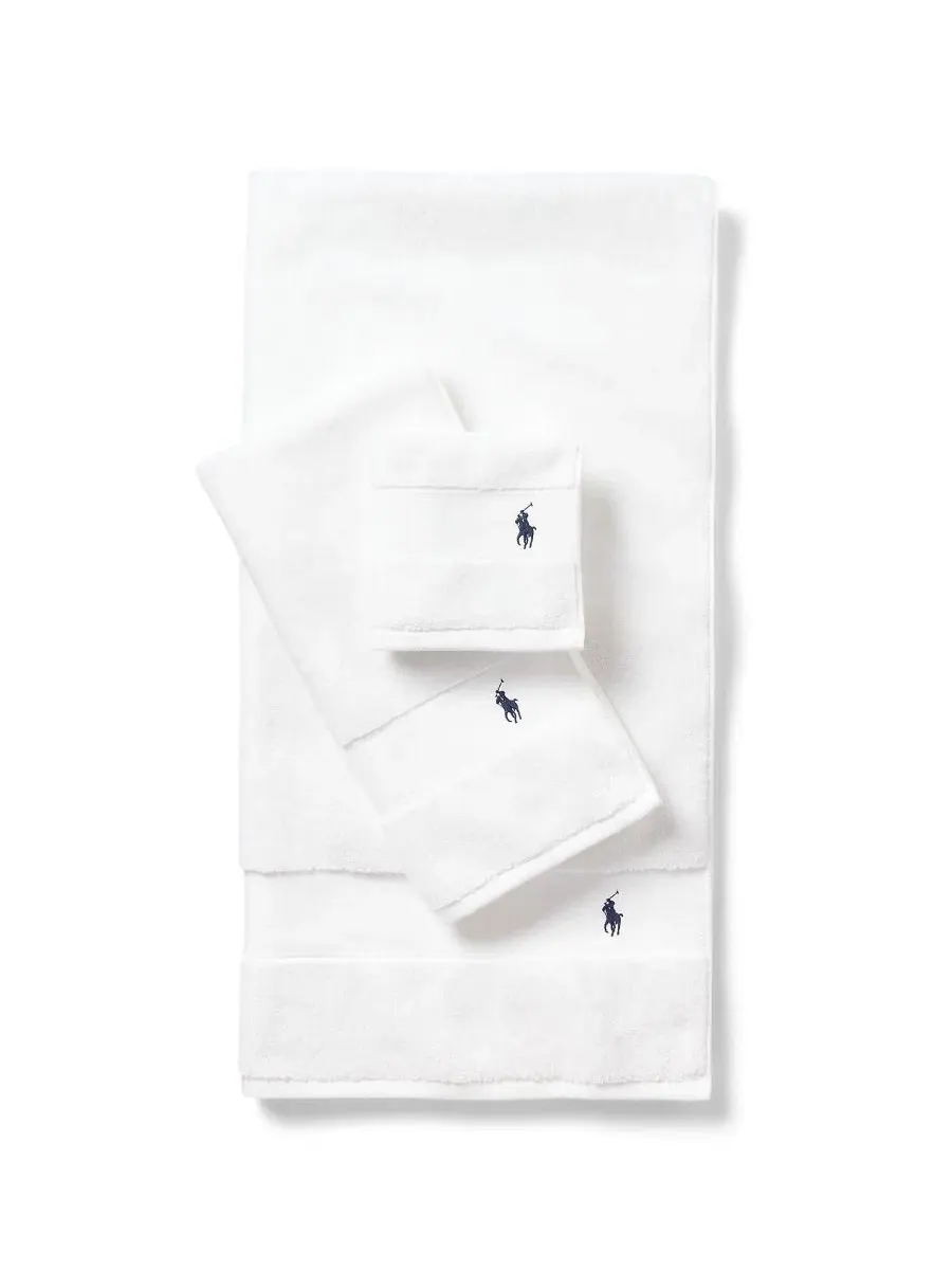 Хлопковое банное полотенце для игрока в поло, 147 x 76 см Polo Ralph Lauren — изображение 3 из 4, белый