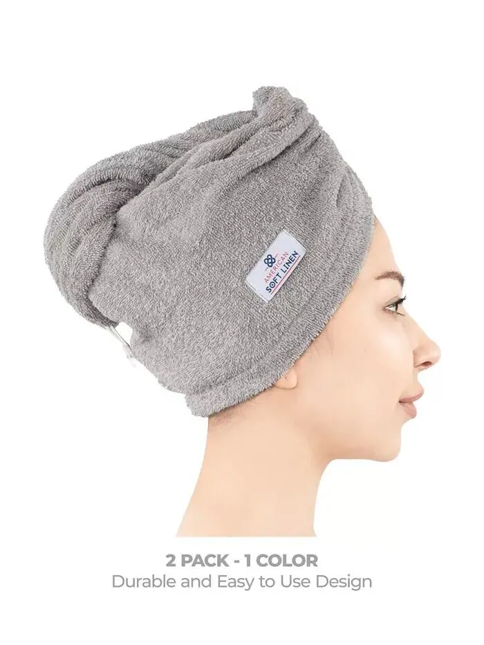 Набор полотенец American Soft Linen для сушки волос в упаковке, 2 шт — изображение 3 из 7, синий