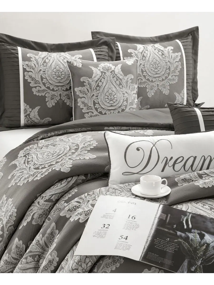 Комплект постельного белья Therese Damask, 15 предметов, Queen Stratford Park — изображение 3 из 7, серый