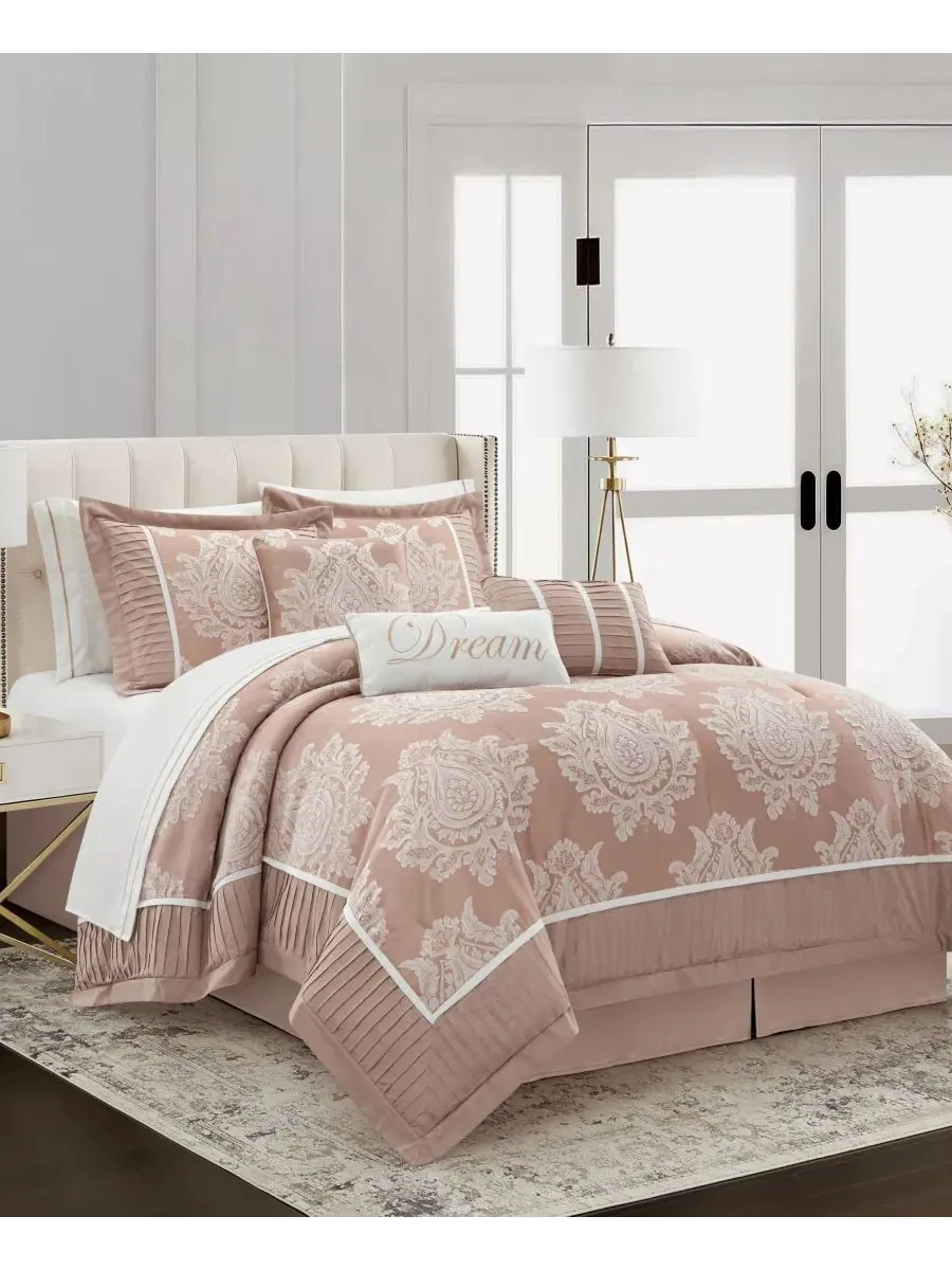 Комплект постельного белья Therese Damask, 15 предметов, королевский размер Stratford Park — розовый