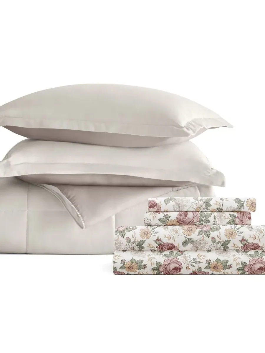 Набор постельного белья 7 предметов Reversible Pattern, Queen ienjoy Home — изображение 5 из 11, мульти