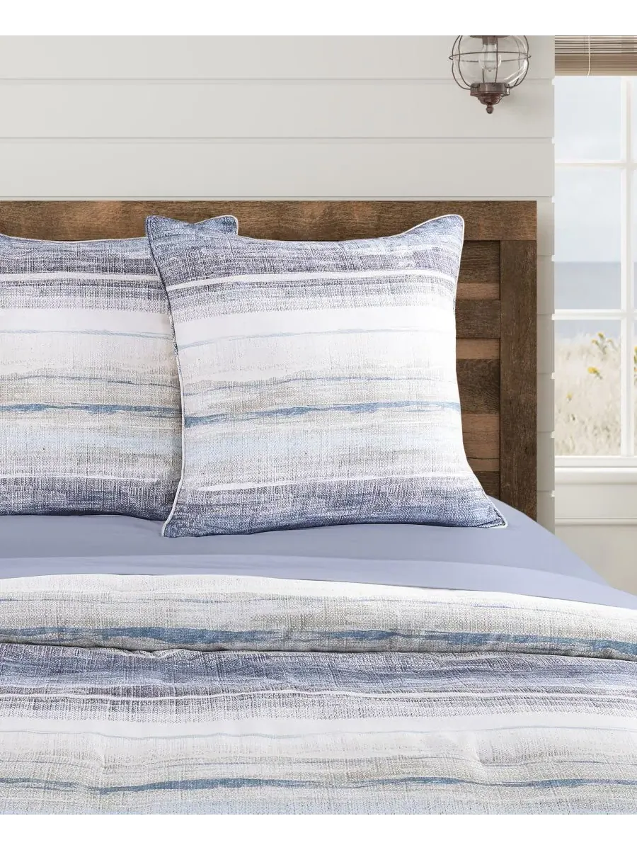 Европейская наволочка Slater Textured Stripe Salt Life — изображение 2 из 3, синий