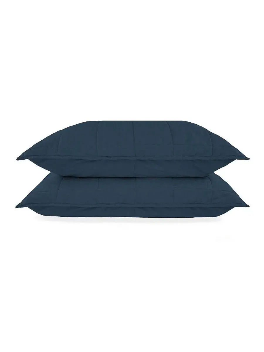 Наволочки для подушек French Linen Quilted Sham Set King Bokser Home — синий