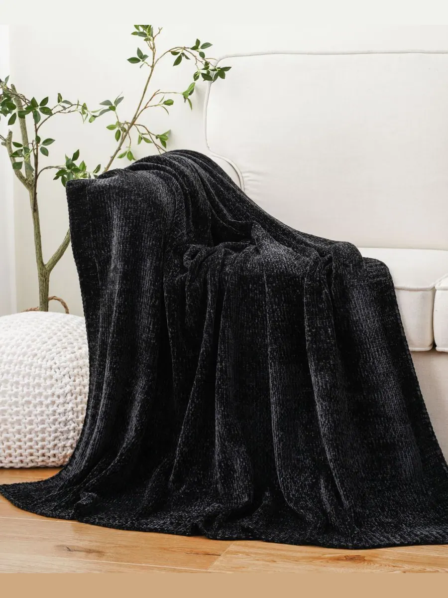 Плед Lifestyle из однотонной микрошенильной ткани, 51 x 67 дюймов Battilo