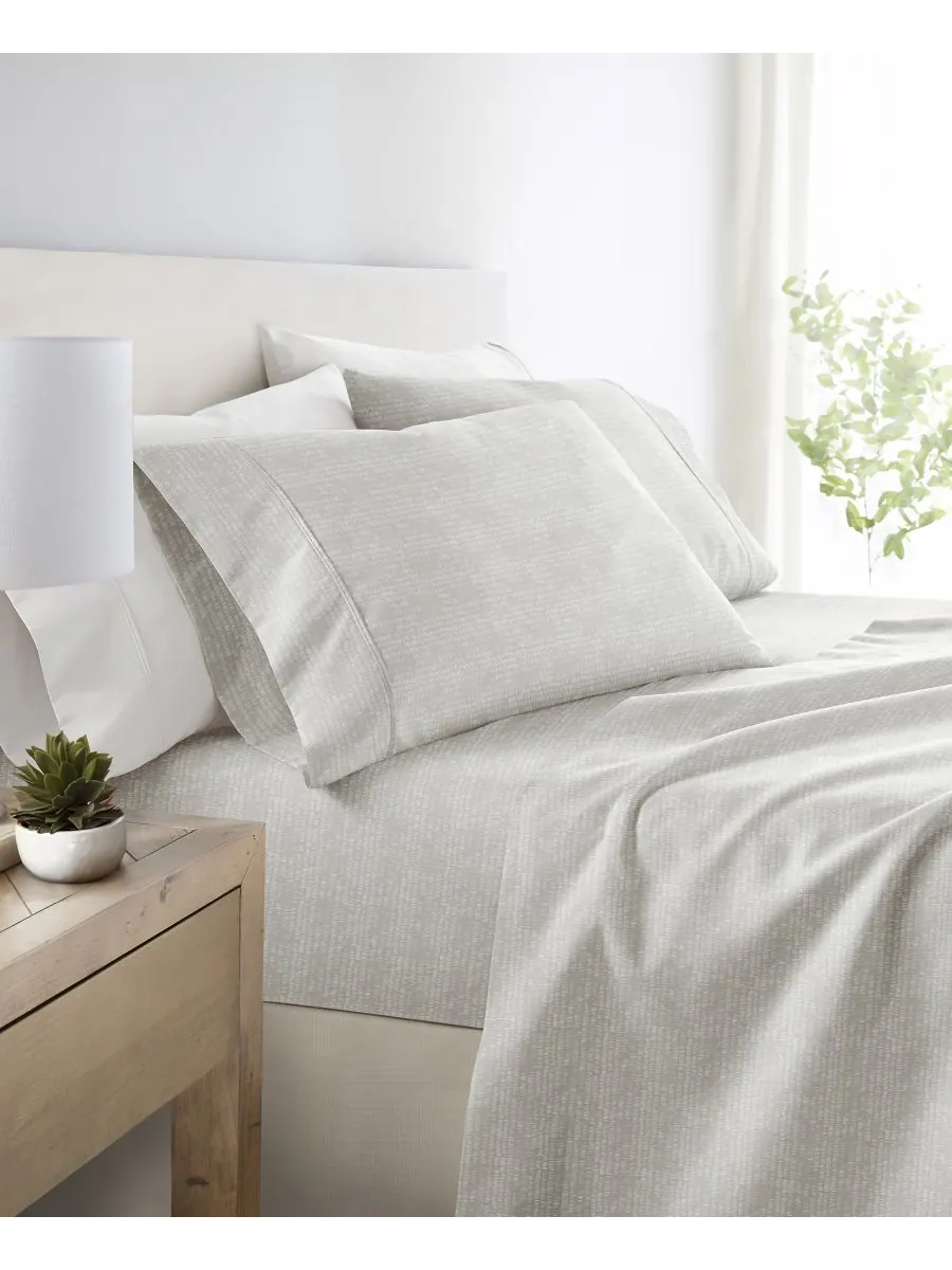 Комплект постельного белья Soft Lines из 4 предметов, размер Queen ienjoy Home — изображение 4 из 4, светлый серый