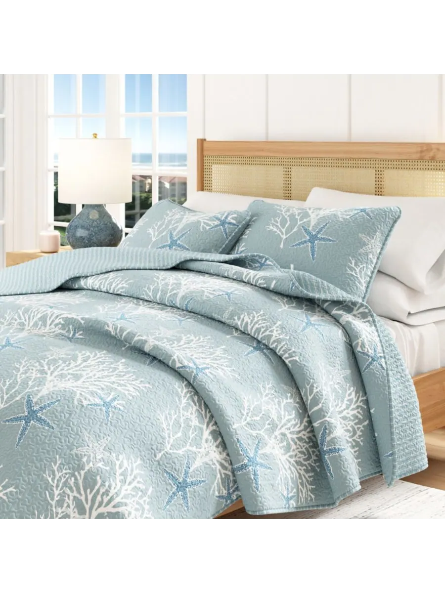 Комплект постельного белья из микрофибры Coastal с наволочками Linery & Co, Pearl blue, Full/Queen — изображение 1 из 5