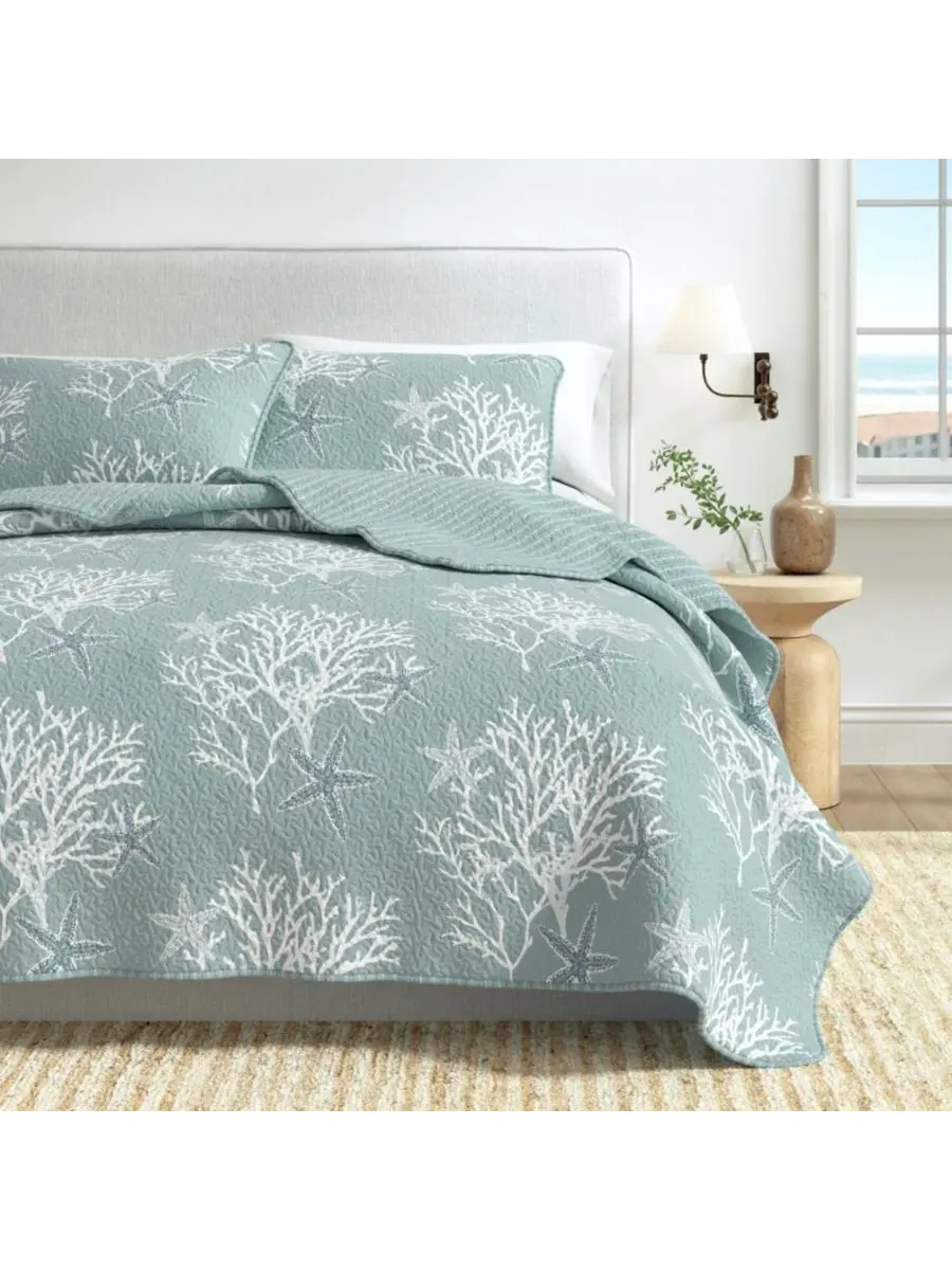Комплект постельного белья из микрофибры Coastal с наволочками Linery & Co, синий, размер Full/Queen — изображение 5 из 6