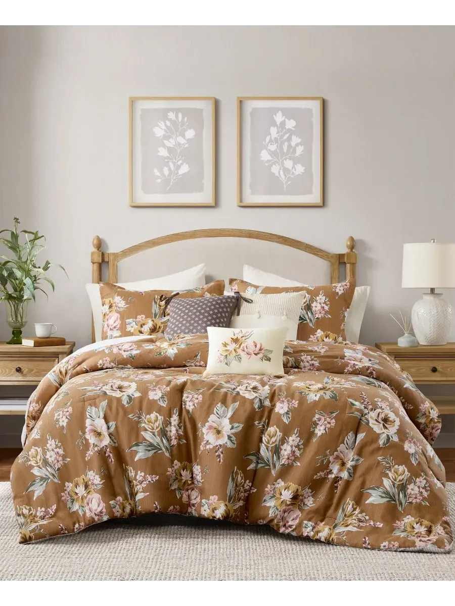 Комплект постельного белья Salara Vintage Floral, 7 предметов, размер Queen Madison Park — изображение 1 из 10, оранжевый