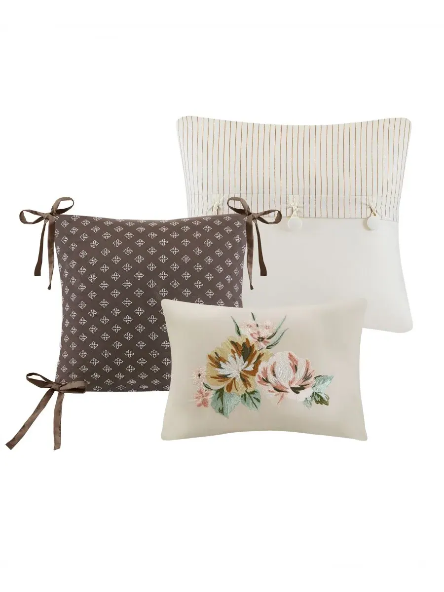 Комплект постельного белья Salara Vintage Floral, 7 предметов, размер Queen Madison Park — изображение 7 из 10, оранжевый