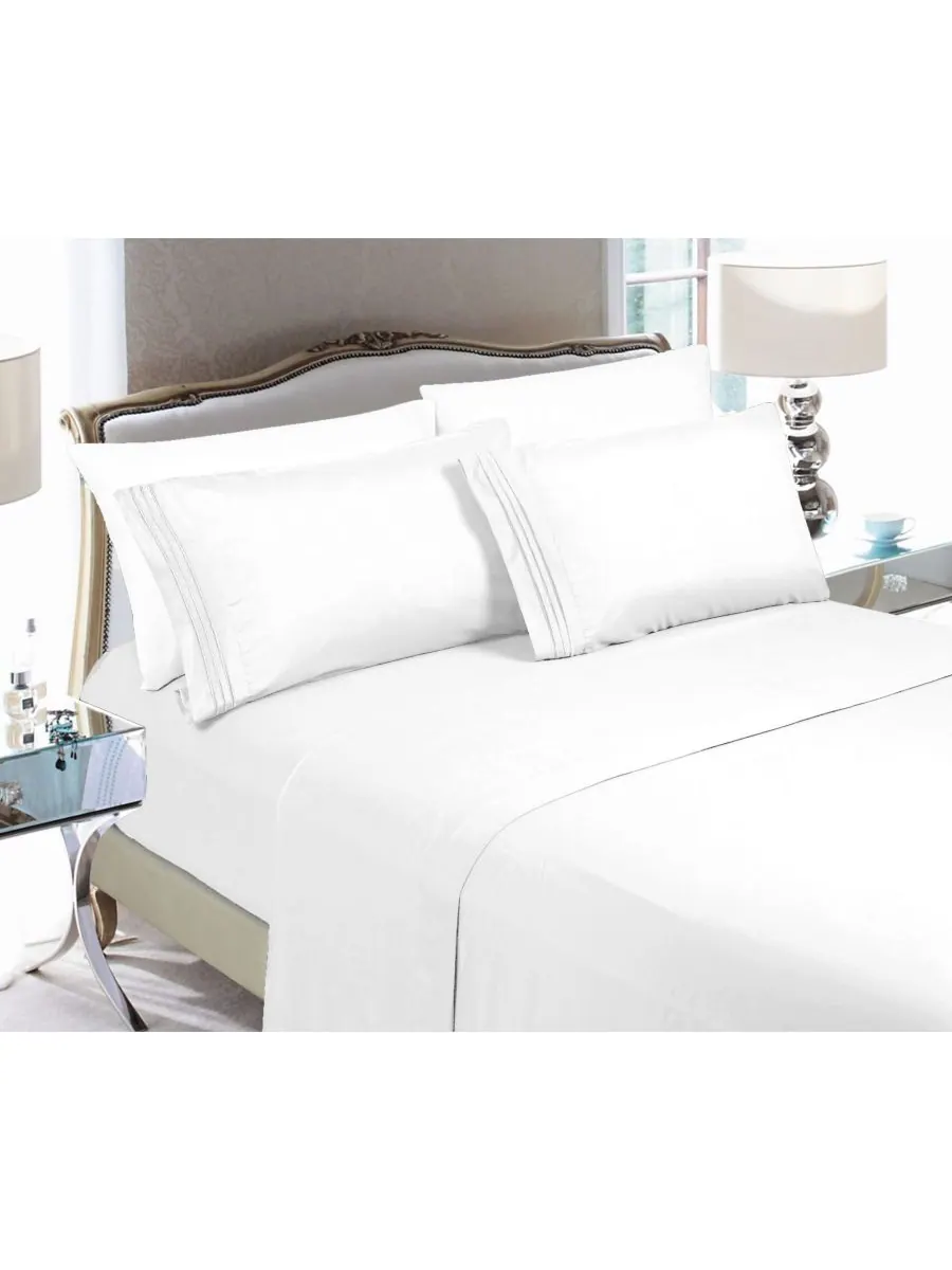 Роскошный мягкий однотонный комплект постельного белья из 4 предметов, размер Twin Elegant Comfort