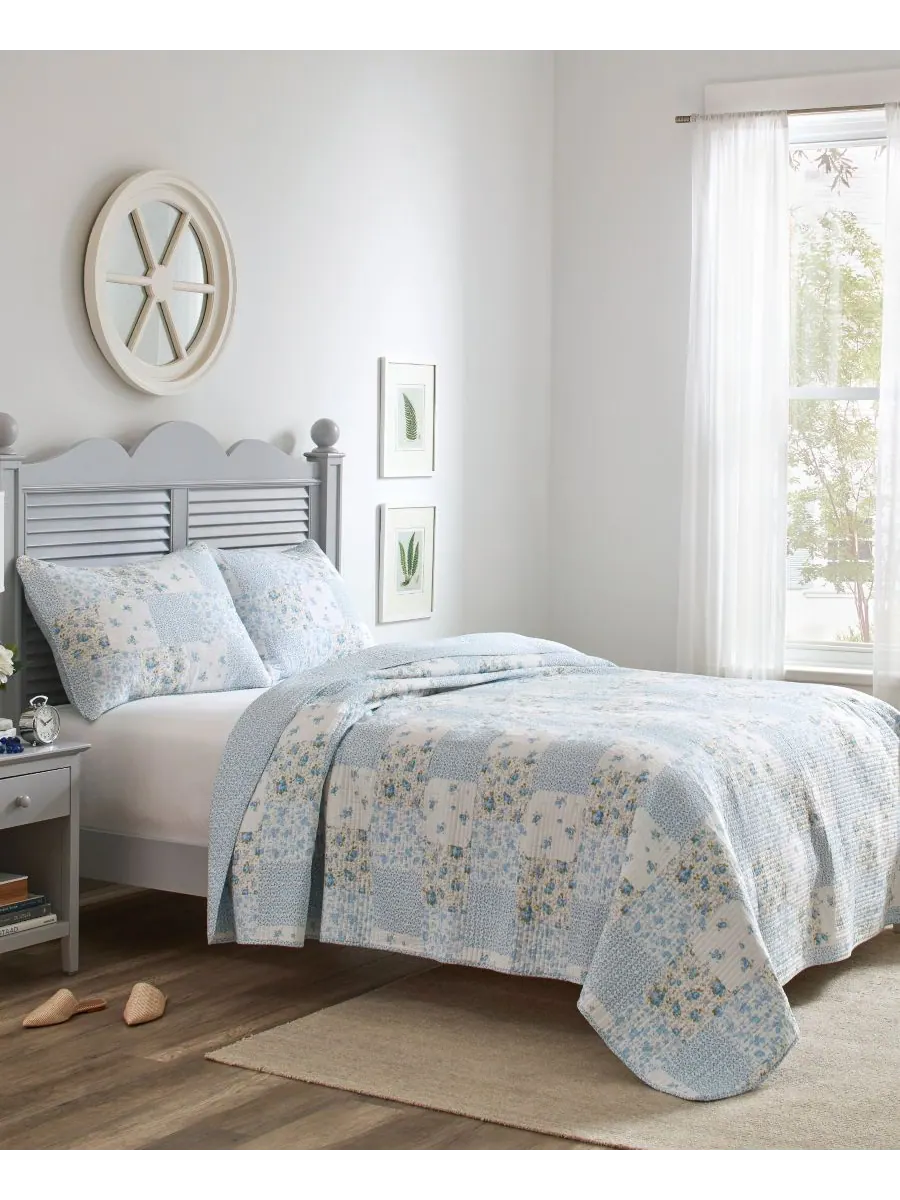Комплект постельного белья Kenna Cotton, 3 предмета, двусторонний, размер King Laura Ashley — изображение 1 из 8, синий