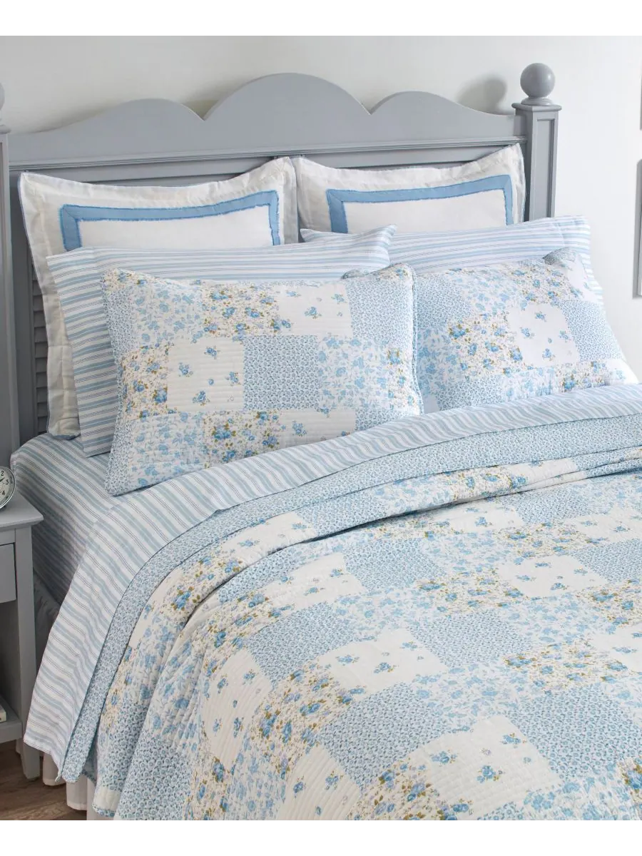 Комплект постельного белья Kenna Cotton, 3 предмета, двусторонний, размер King Laura Ashley — изображение 2 из 8, синий