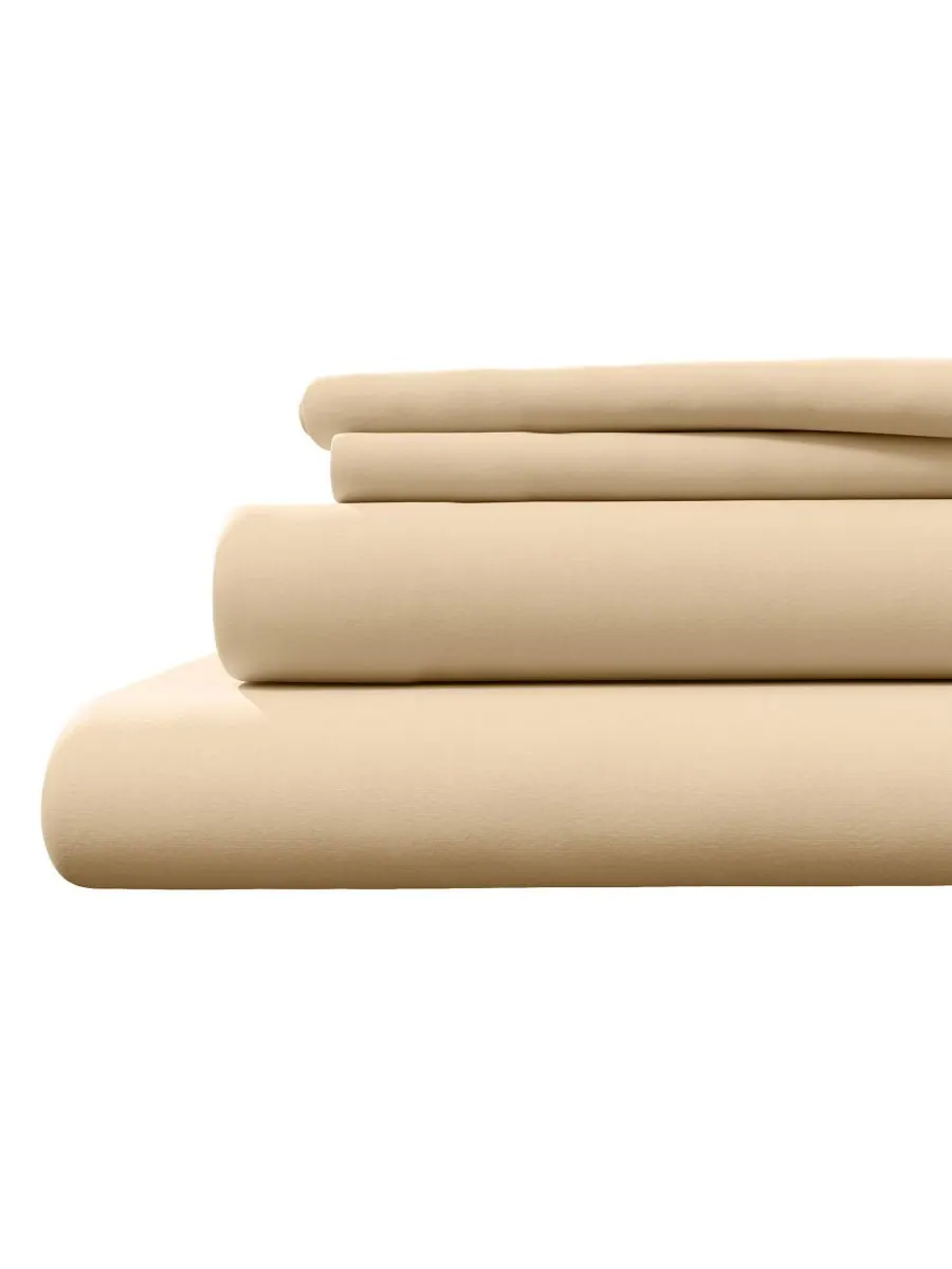 Комплект постельного белья из меланжевого хлопкового трикотажа Linery & Co, Heathered tan, Twin XL